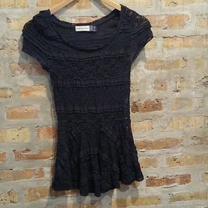 Brooklyn Industries Black lace peplum top